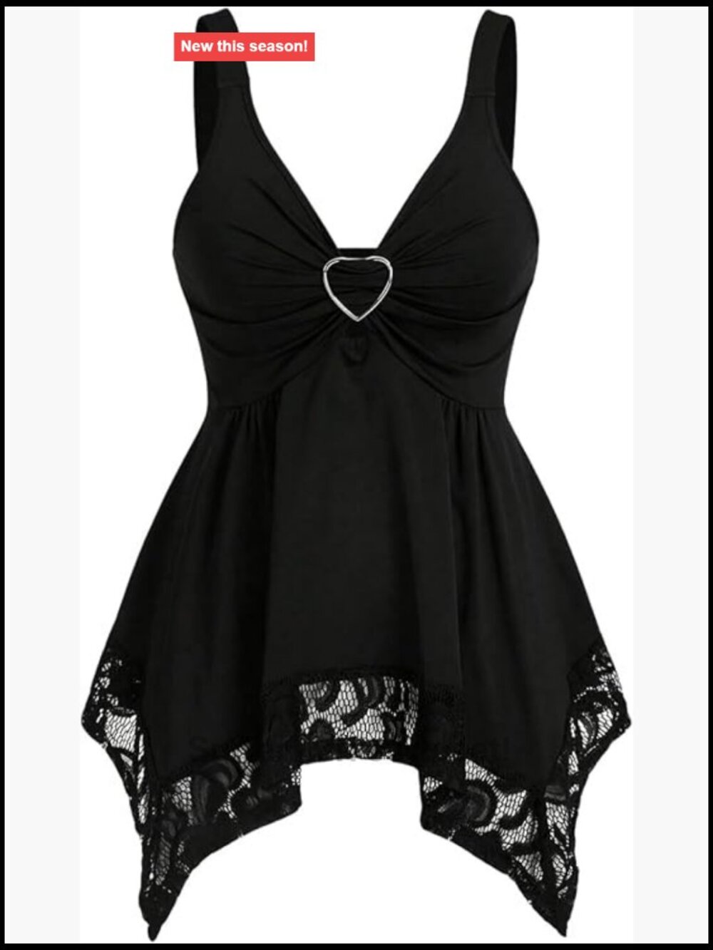 Y2K Babydoll Lace Tank Top Goth Grunge Sleeveless V-Neck